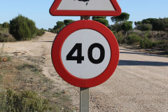 Doñana – Traffic sign for rufous scrub robins