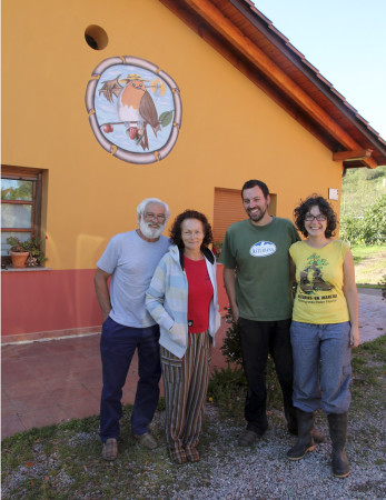 The old owners and the new stewards of the El Nocéu cider and garden estate. 